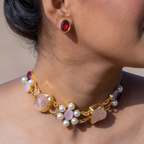 Rose Quartz and Pearl Elegance Choker Set