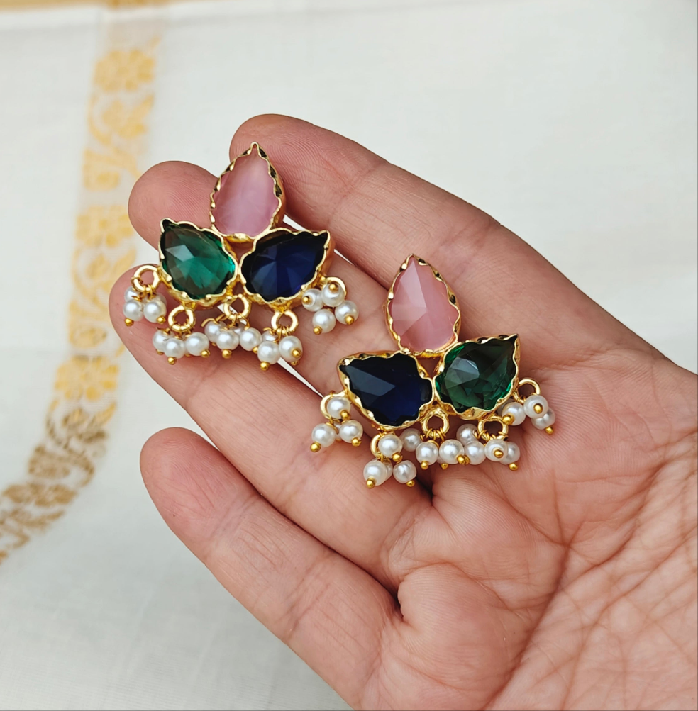 Tri-color Sparkle Earrings - light
