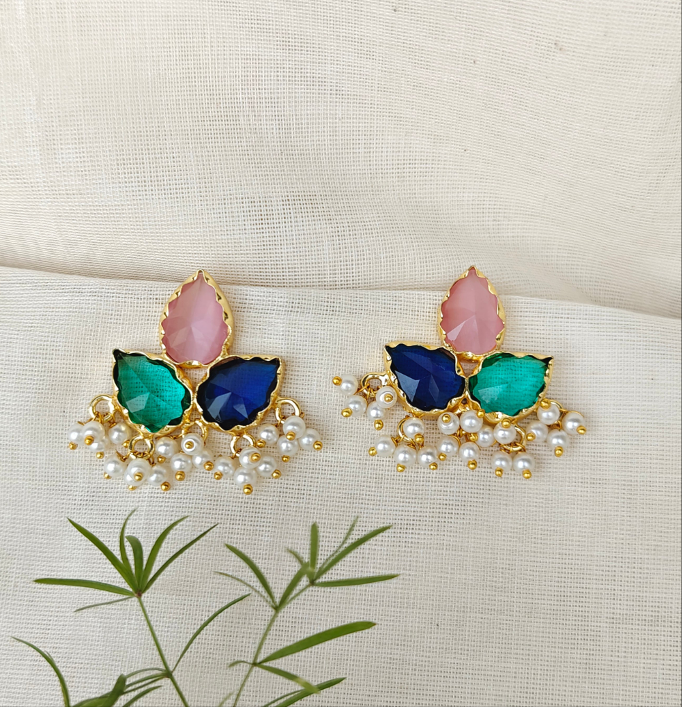 Tri-color Sparkle Earrings - light