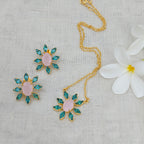 Floral Bloom Crystal Pendant set