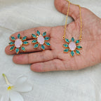 Floral Bloom Crystal Pendant set