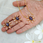 Floral Bloom Crystal Pendant set