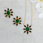 Floral Bloom Crystal Pendant set