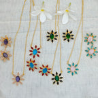 Floral Bloom Crystal Pendant set