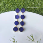 Glass button rope earrings - ink blue