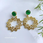 Gold filigree loop drops - green