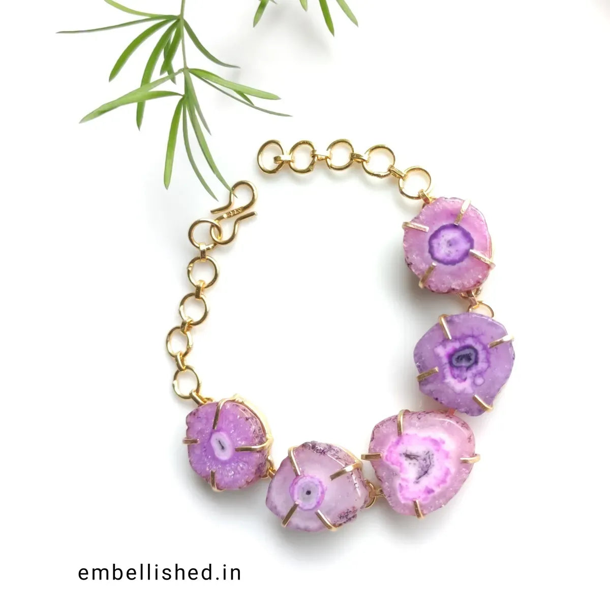 Five stones solar agate bracelet - purple