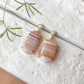 Chalcedony candy drop earrings with pearl - coffee