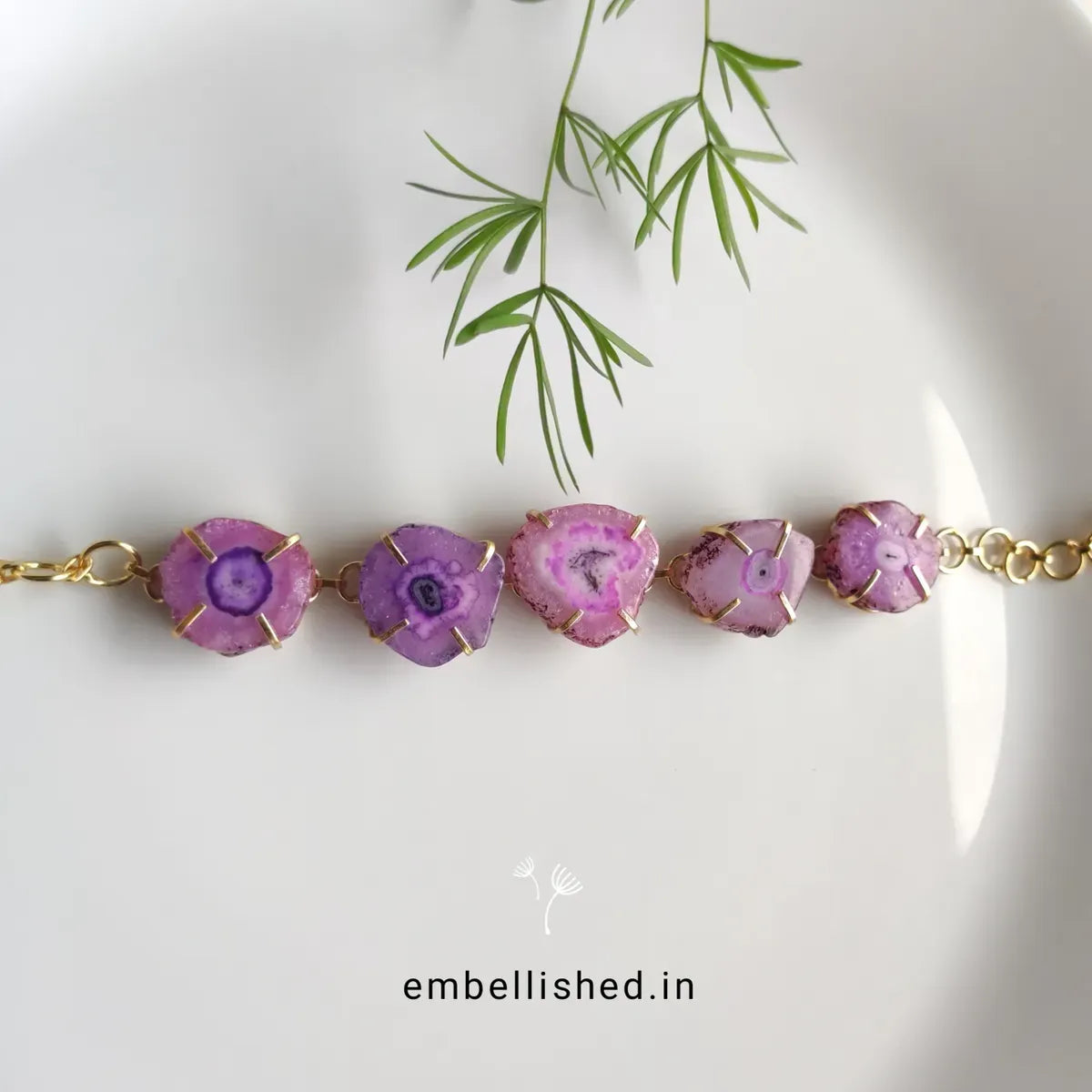 Five stones solar agate bracelet - purple