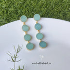 Glass button rope earrings - sky blue
