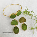 Sugar druzy bangle and drop earrings set - olive green
