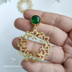 Gold filigree loop drops - green