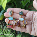 Raw stones mismatched earrings