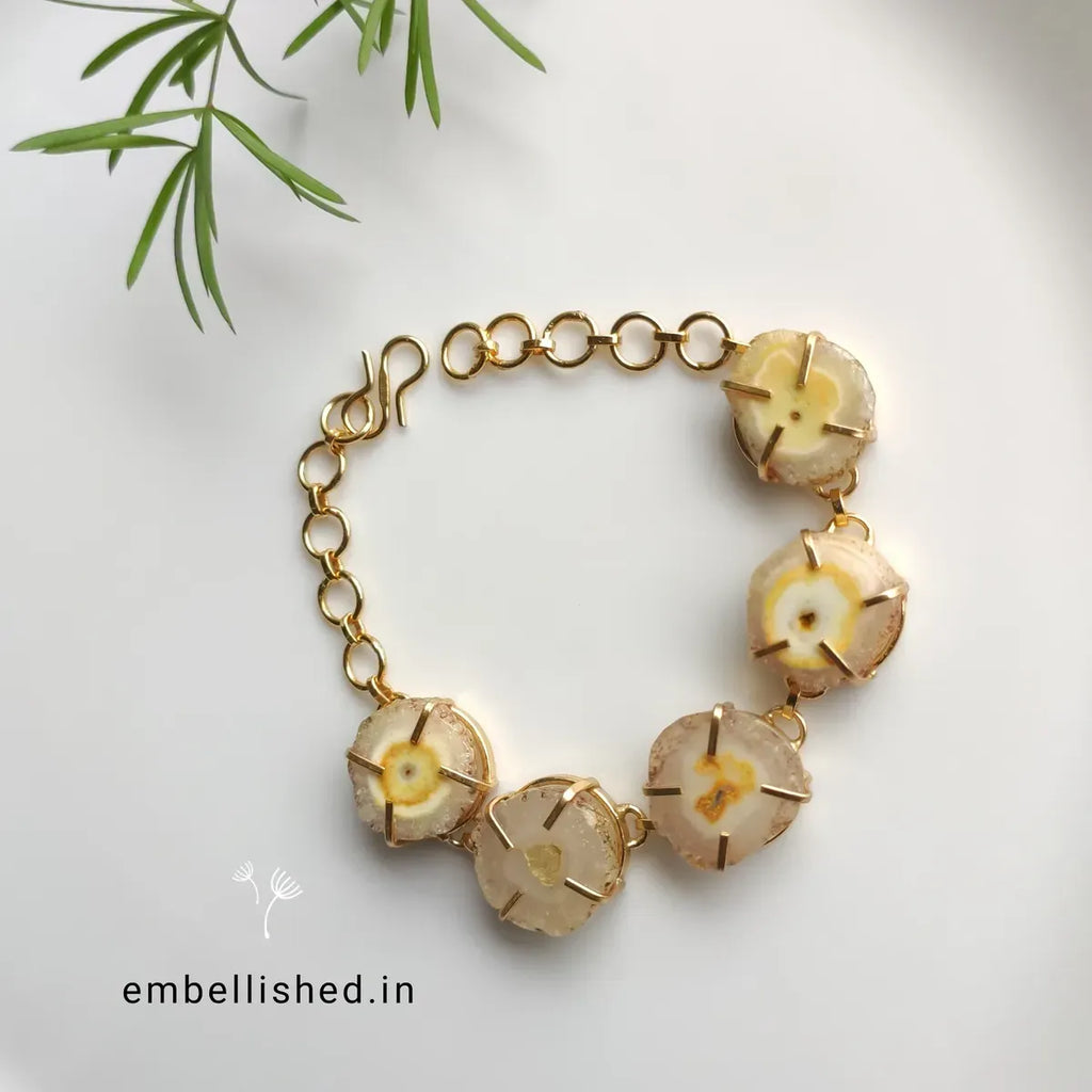 Five stones solar agate bracelet - yellow