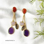 Pastel Chalcedony dangling stones on chain earrings