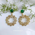Gold filigree loop drops - green