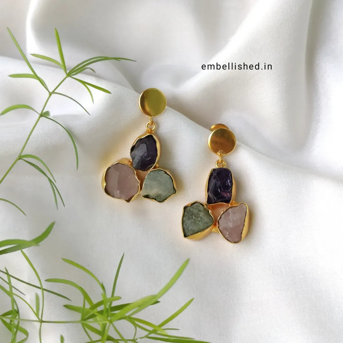 Raw stone trio - rose quartz, amethyst, aquamarine