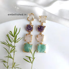 Raw natural stones rope earrings