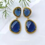 Large double drop earrings - blue
