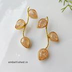 Vine earrings with frosted glass stones - peach