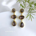 Three stone drop earrings - Caramel
