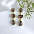 Three stone drop earrings - Caramel