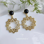 Gold filigree loop drops - black