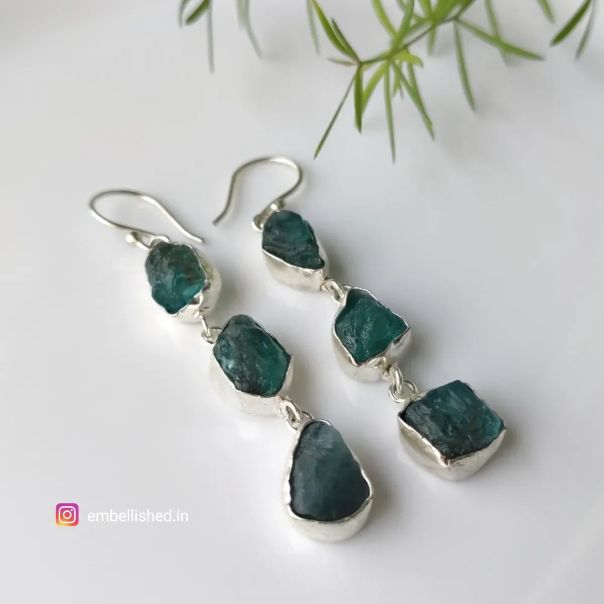 Long green aventurine drop earrings