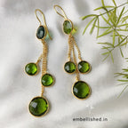 Dangling olive stones on chain earrings