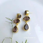 Three stone drop earrings - Caramel