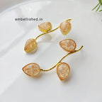Vine earrings with frosted glass stones - peach