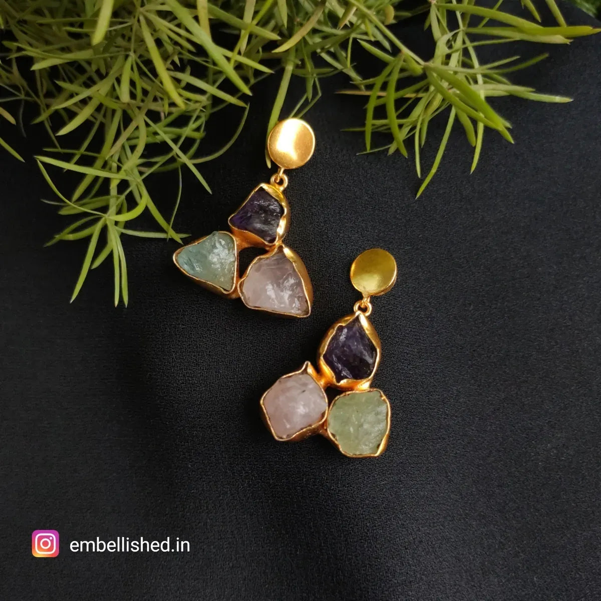 Raw stone trio - rose quartz, amethyst, aquamarine