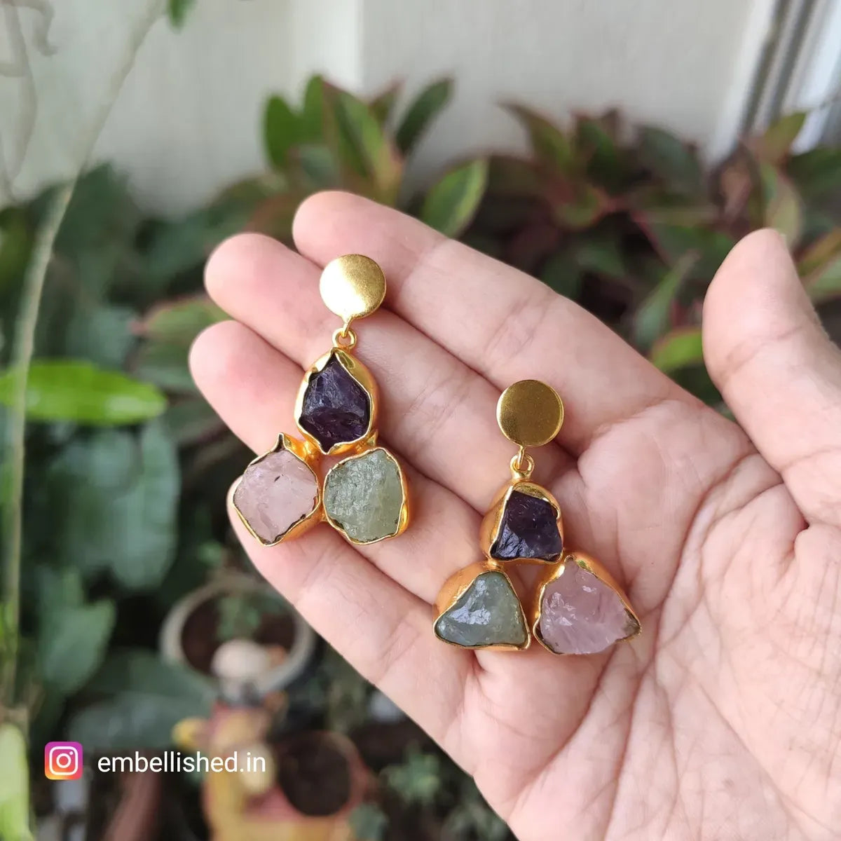 Raw stone trio - rose quartz, amethyst, aquamarine