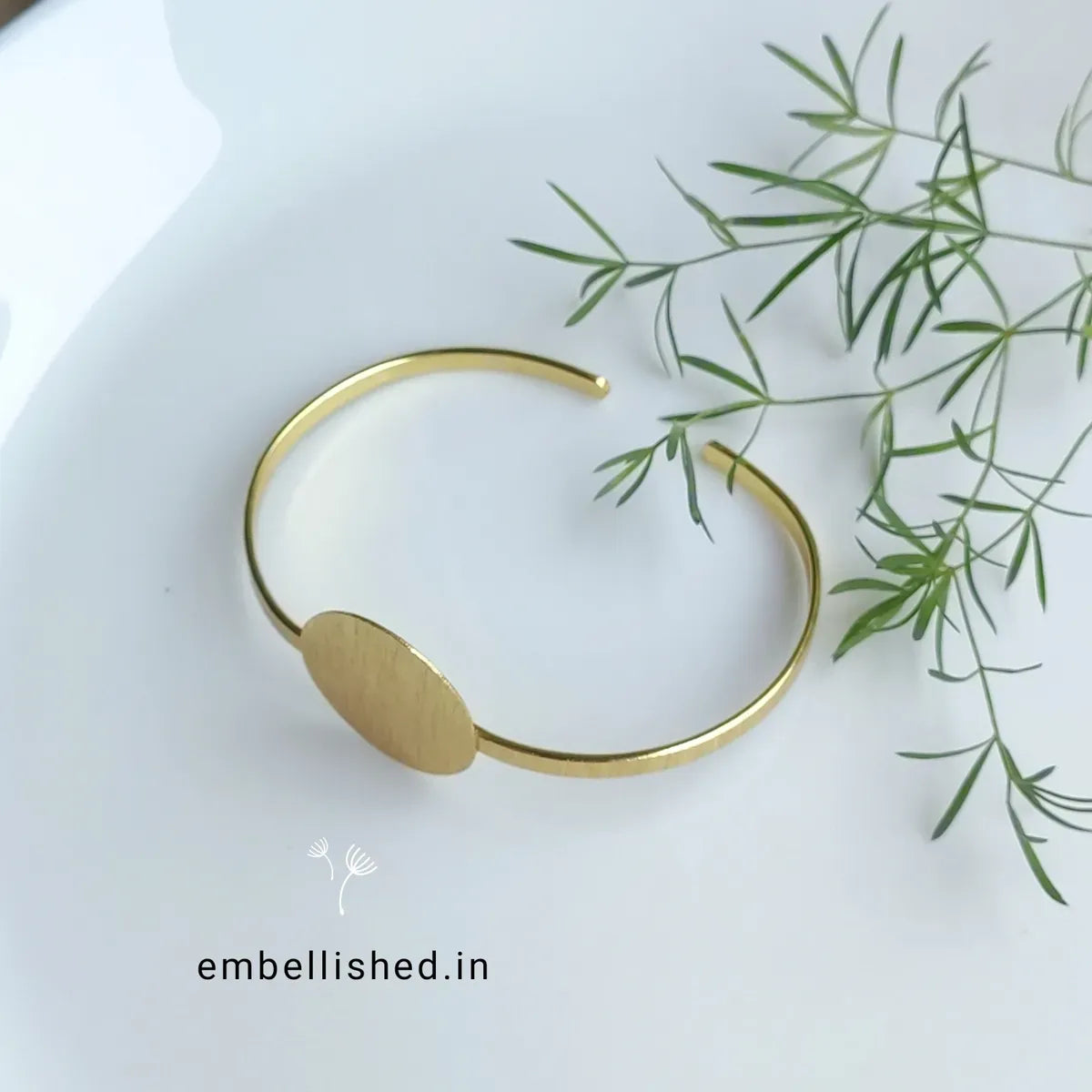 Brush textured round center open cuff bracelet