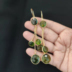 Dangling olive stones on chain earrings