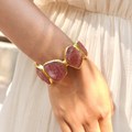 Raw Strawberry Quartz Statement Cuff