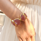 Raw Strawberry Quartz Statement Cuff