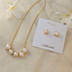 Crescent Pearl Pendant Necklace Set