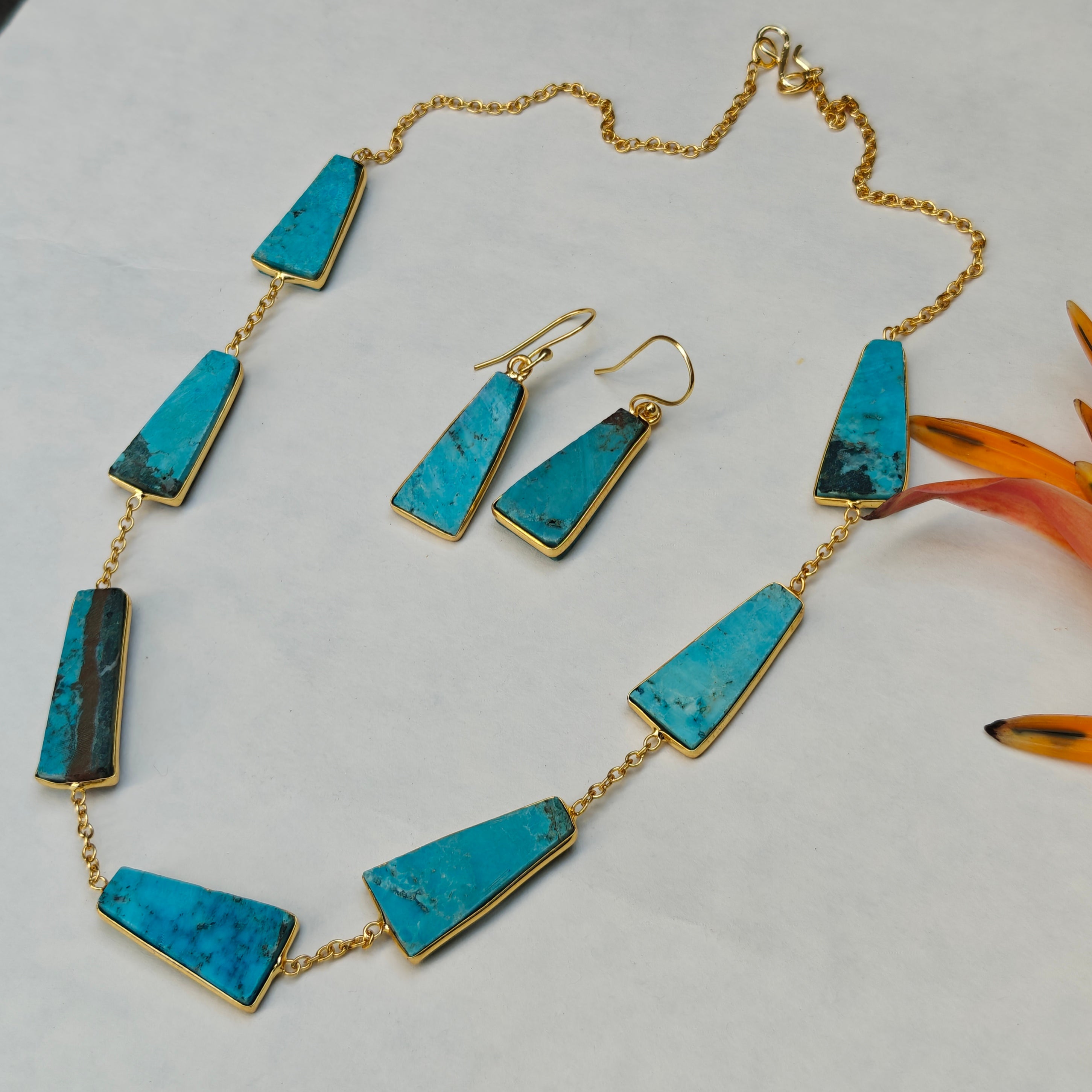 Earthy Trapezoid Stone Necklace Set