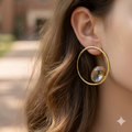 Loop studs with colored stones - sparkle