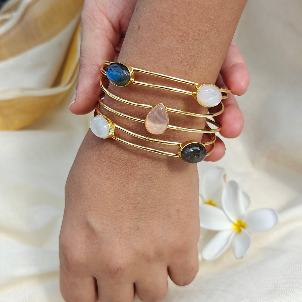 Moonlit Stack-in-One Gemstone Cuff bracelet