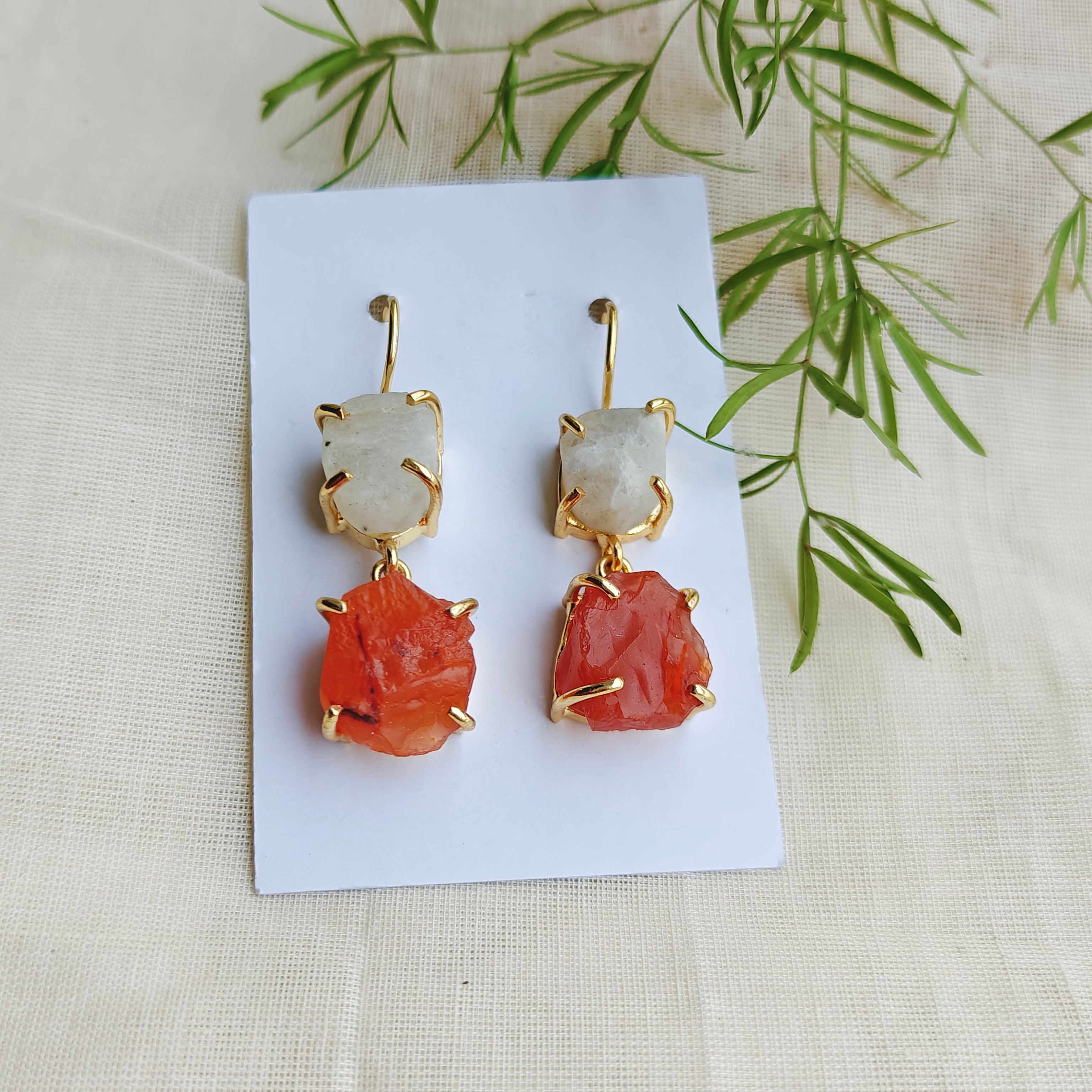 Double raw stones danglers