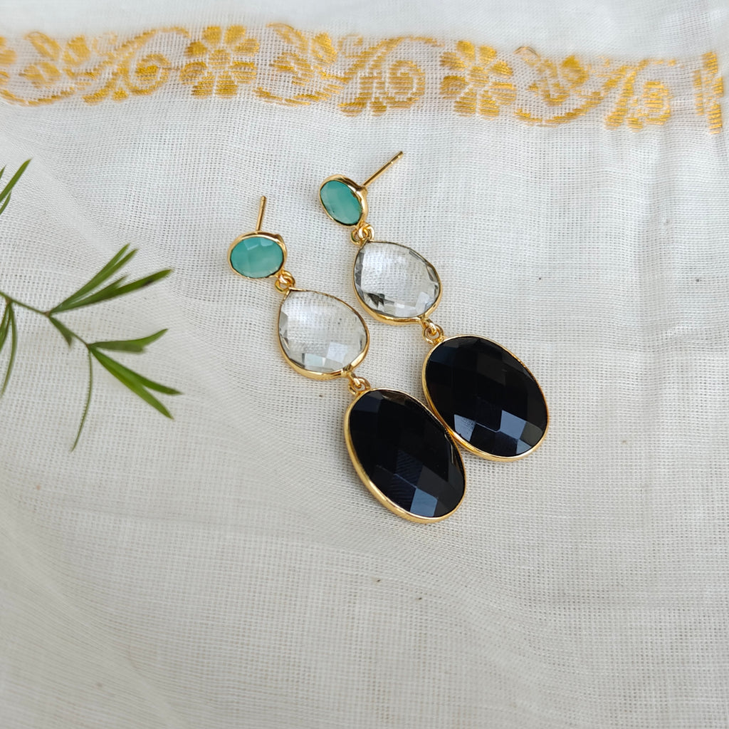 Three stone drop earrings - pastel