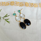 Three stone drop earrings - pastel