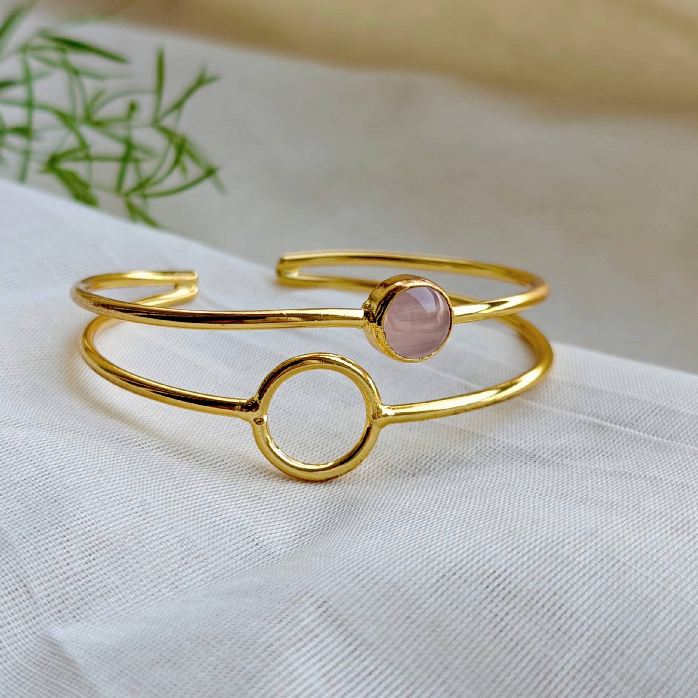 Rose Quartz loop stacked bangle