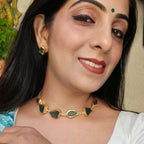 Green Aventurine nuggets choker with studs