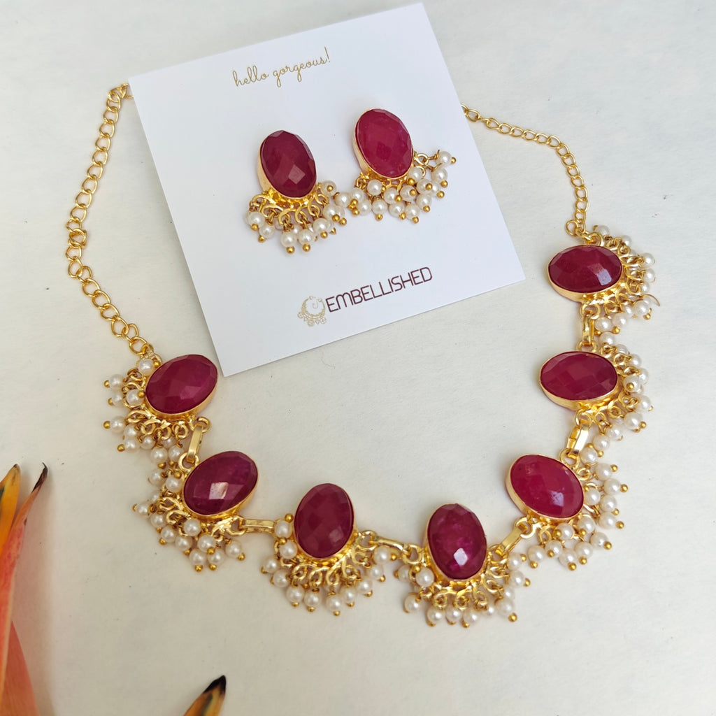 Ruby Radiance Festive Necklace Set