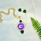 Pink Geode Statement Pendant Necklace Set