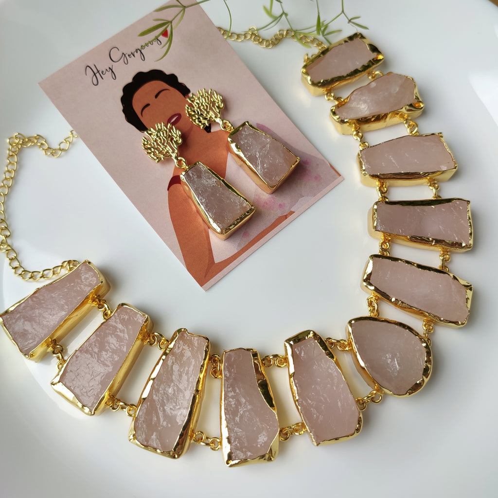 Rose Quartz Cleopatra Necklace Set