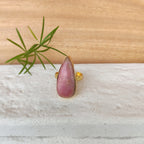 Pink Rhodonite drop finger ring